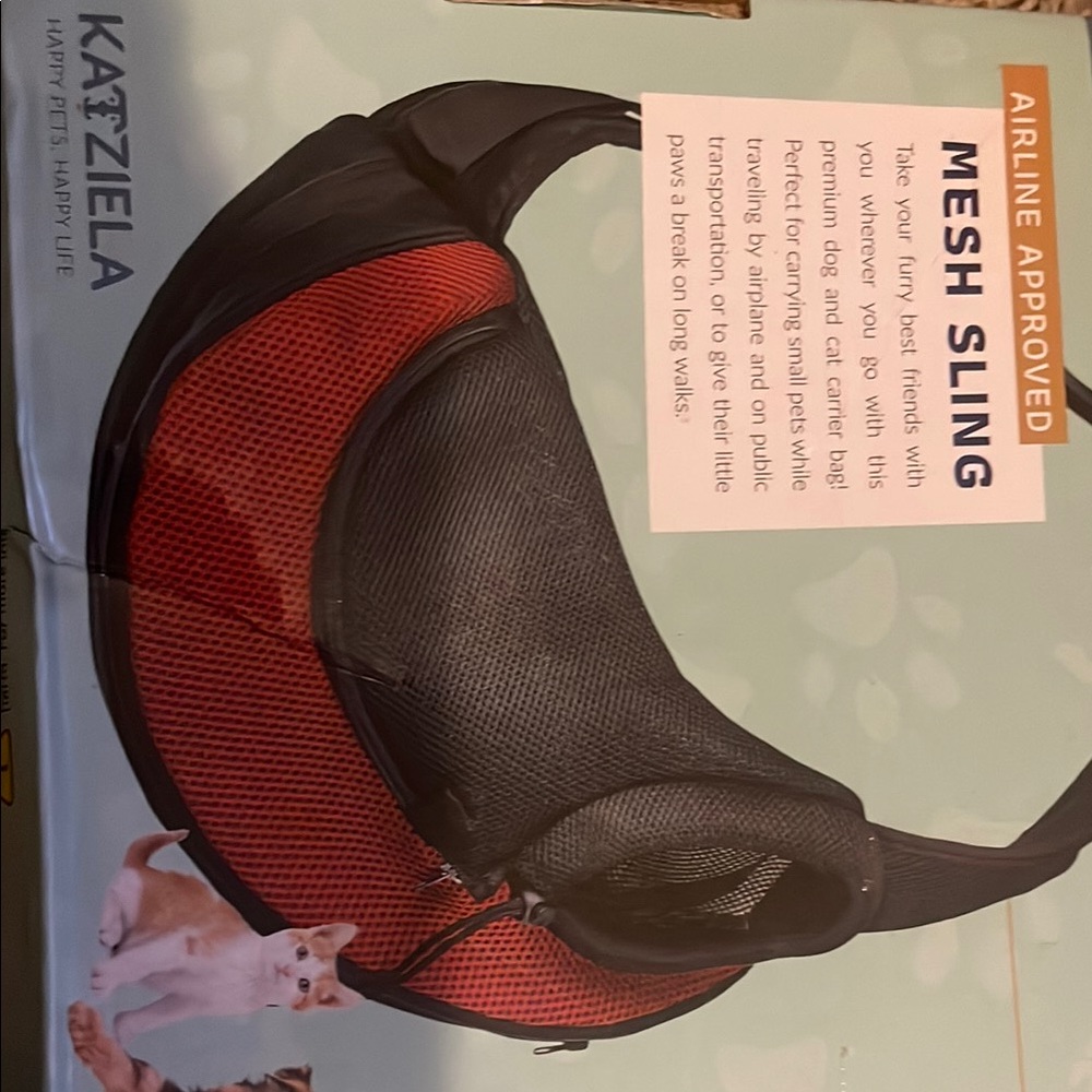 Airline Approved Mesh Sling Dog Carrier - Red and Black weight limit 10 lb